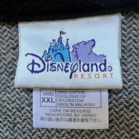 VTG Disneyland Resort Polo Shirt 2XL Tan Black Cotton Houndstooth Mickey Mouse - Picture 8 of 12
